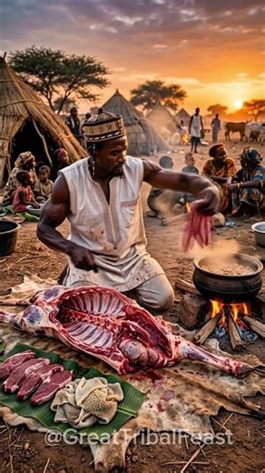 Fulani Tribe: Cooking Whole Goat! 🐐🔥 #triballife #tribalfood