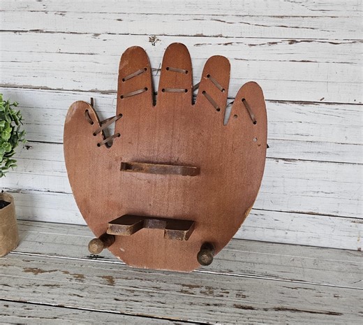Wooden Baseball Glove Wall Rack: Vintage Bat & Glove Display - Etsy
