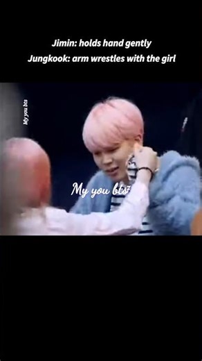 Jungkook: arm wrestles with the girl