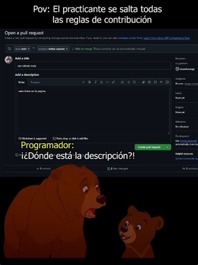 Todos tenemos un practicante así 😭✅ ¿Peor PR que te ha tocado revisar? 👇😂 #devmemes #pullrequest #github #git #solvedcode