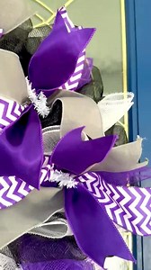 Purple, Gray & White Chevron Ribbon Wreath-deco Mesh Wreath-front Door Decor-hanging Door, Home Decor - Etsy