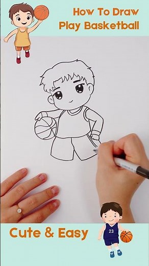 How to Draw a Boy Playing Basketball (Easy Steps!) #howtodraw #basketball #drawing #boy #sports