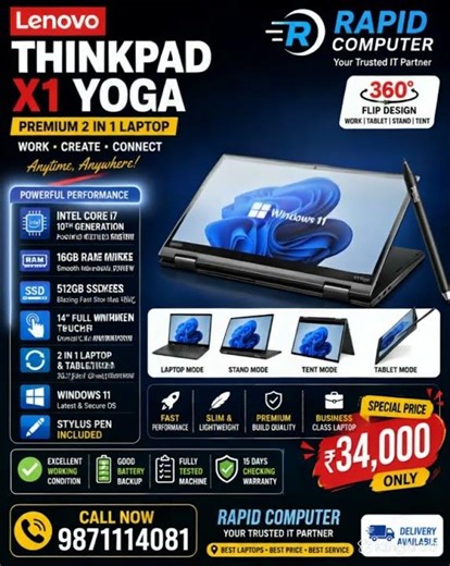 🔥 LENOVO THINKPAD X1 YOGA – PREMIUM 2 IN 1 LAPTOP 🔥