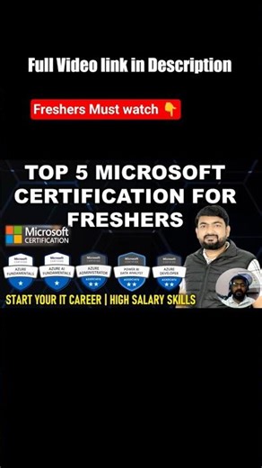 Top 5 #microsoft Certifications for Freshers 2026 | High Salary IT Skills | Complete #trendingvideo