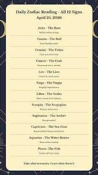 Daily Horoscope Today – All 12 Zodiac Signs | April 25, 2026