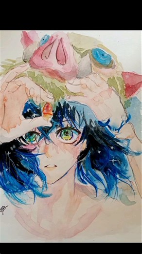 drawing inosuke hashibira from demon slayer in diff styles 💙🖤✨#demonslayer