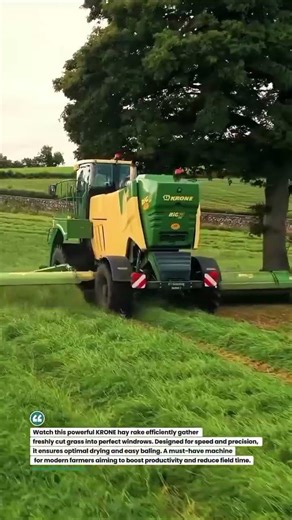 High-Speed Hay Raking Machine in Action #Farming #AgriTech #Tractor