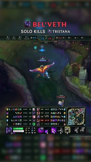 Bel'Veth SOLO KILLS Tristana | NA Master Patch 26.19 #shorts