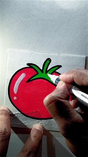 Tomato Drawing & coloring asmr #acrylicscenery #drawing #art #asmr #shorts #shortsfeed