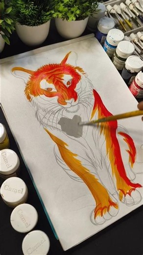 tiger 🐯 painting 🎨😱🔥 #tiger #tigerdrawing #tigerpainting #shorts #viral #trending #howtodrawtiger