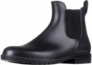 Litfun Women's Short Rain Boots Waterproof Anti Slip Rubber Ankle Chelsea Booties Rainboots for Women, Black, Size 8.5