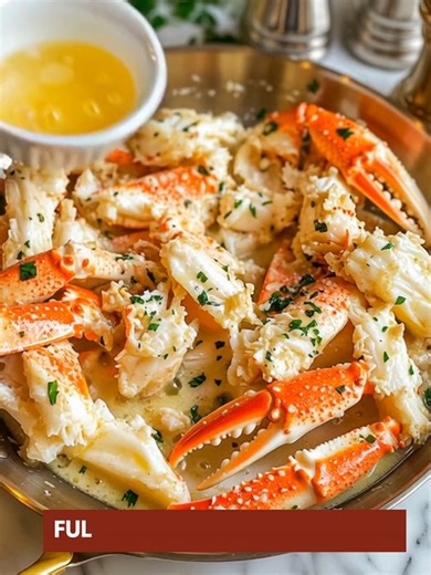 Garlic Butter Crab Legs Skillet 🦀🧄 Juicy, buttery restaurant-style seafood feast at home. 📝 Ingredients : 2 lbs king crab legs, split (for sweet tender crab meat) 4 tbsp unsalted butter (for rich garlic butter seafood flavor) 1 tbsp olive oil 4 garlic cloves, finely minced (for bold garlic butter sauce) 1 tbsp fresh lemon juice (for bright citrus seafood balance) ½ tsp paprika Salt & freshly cracked black pepper, to taste 1 tbsp fresh parsley, finely chopped (for elegant seafood garnish) Lemo
