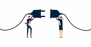 Download 4k animation of Business partnership, teamwork collaboration. office people holding electric plug to connecting business. for free