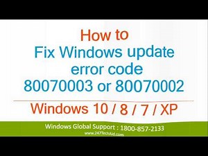 How to Fix Windows update error code 80070003 or 80070002