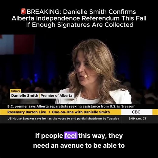 Rise Of Alberta on Instagram: "🚨 BREAKING: Danielle Smith Confirms Alberta Independence Referendum This Fall If Enough Signatures Are Collected #albertaindependence"