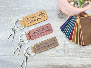 Personalized Leather Keychain, Premium Engraved Keychains for Men & Women - Monogrammed, Handcrafted Personalized Keychain for Dad USA Made - Etsy