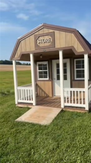 Yoder's 10' x 16' Lofted Cabin (Farm Store / Tiny Home) with Covered Porch - For Sale - Details at: https://www.m37auction.com/item/7091130/yoders-10-x-16-lofted-cabin-farm-store--tiny-home-with-covered-porch---offsite-hastings?stype=1 | M37Auction.com - Estate Sale Company