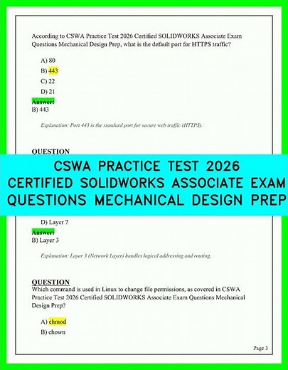 CSWA PRACTICE TEST 2026 CERTIFIED SOLIDWORKS ASSOCIATE EXAM QUESTIONS MECHANICAL DESIGN PREP 2026