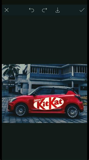Kitkat Design in red colour modified swift car.....#kitkat#cargraphics#swift#sticker