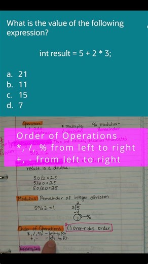 Evaluating Expressions - AP CSA Unit 1 MCQ Review #shorts