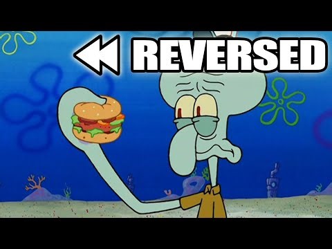SpongeBob Squarepants - Squidward tries a Krabby Patty REVERSED