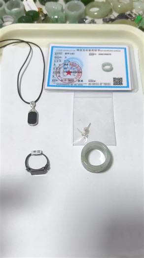 stunning grade A black burmese jadeite jade rings and pendant s925#jewelry #jade #jadeite #s925