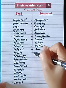 1.8M views · 10K reactions | English Words: Basic vs Advanced #learnwithhaya #learnenglish #vocabulary | Learn with Haya | Facebook