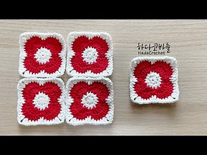 [Eng] ① Crochet Flower Motif Bag / Check the upper left corner of the screen.