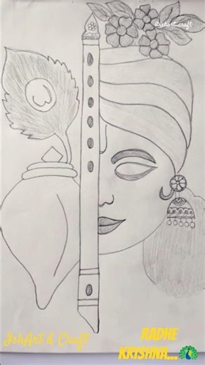 Beautiful Krishna Drawing ✨🦚 | Easy Krishna Face Sketch for Beginners ✏️#radhakrishna#pencildrawing