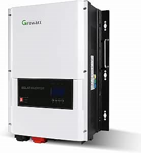 Multifunctional Solar Inverter Pure Sine Wave 120/240V AC Output,Growatt 48V 6KW Split Phase Solar Inverter Built-in 80A MPPT Solar Charge Controller