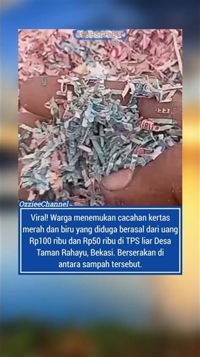 Geger! Diduga Cacahan Uang Rp100 Ribu & Rp50 Ribu Dibuang di TPS Liar Bekasi #shortvideo