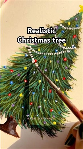 Tutorial: How to paint Realistic Christmas tree🎄 #Shorts #trending