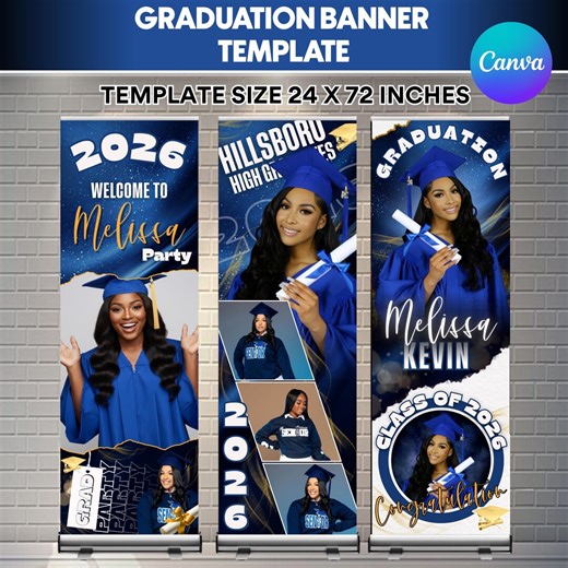 Graduation Banner Canva Editable Template Bundle, 4X Graduation Banner, Custom Photo Grad Celebration Banner Design, Instant Download - Etsy