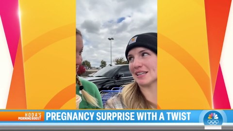 Friends surprise each other with their pregnancy announcements