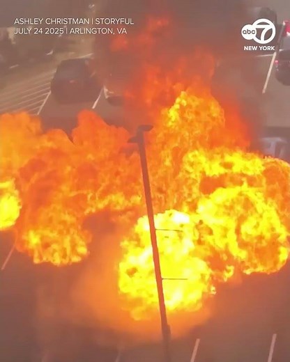 Huge Fireball as Car Explodes in Parking Lot