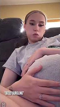 Massive pregnant belly burp and belly growling