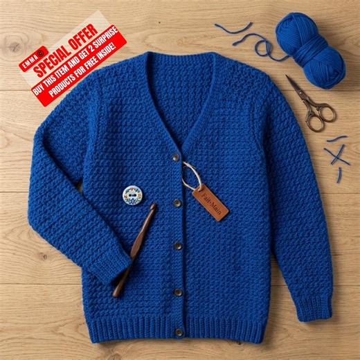 Child Crochet V-Neck Cardigan Pattern (PDF) Easy Sweater Tutorial