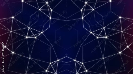 Complex Network Structure with Interconnected Nodes and Lines on Dark Background from a Distant Viewpoint