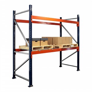 Interlake Mecalux 144" x 48" x 144" Blue / Orange Heavy-Duty Bolted Teardrop Pallet Rack Starter 3141444859E144S - 6,250 lb. Individual Shelf Capacity