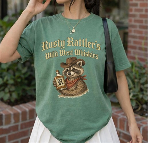 Rusty Rattler Raccoon Tshirt, Western Raccoon Shirt, Cowboy Animal Graphic Tshirt, Comfort Colors Shirt - Etsy