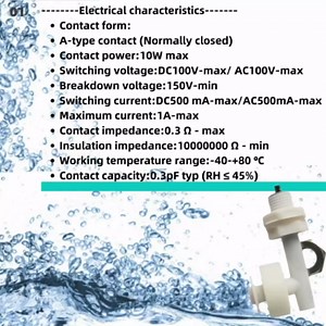 Side Mounted Liquid Level Float Switch, Plastic PP Float Switch, M12*1.0mm, Tank Level Sensor, 12V, Normally Closed Water Level Sensor Switch, White