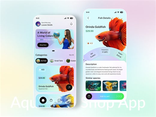 Aquarium Fish Shopping App – Home & Details Page