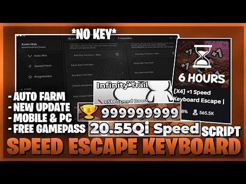 1+ Speed Escape Keyboard Script - NO KEY, INSTANT WIN, UNLOCK GAMEPASS, INFINITY TRAIL, BEST SCRIPT