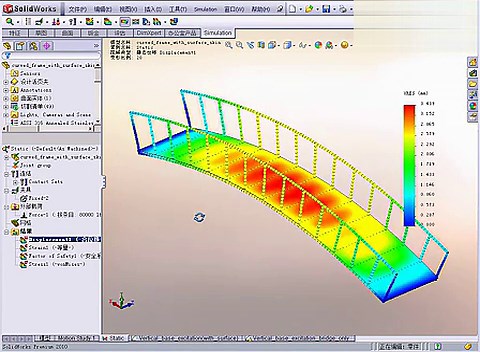 Solidworks 2012 Simulation CAE 桥梁结构非线性动态分析