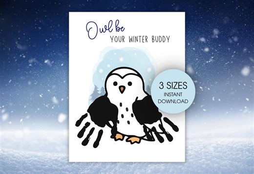 Winter Handprint, Snowy Owl Handprint Art, Winter Printable Handprint Craft for Kids, Handprint Keepsake, Preschool and Daycare Activity - Etsy