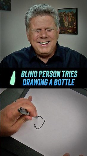 Blind Person Tries Drawing A Bottle