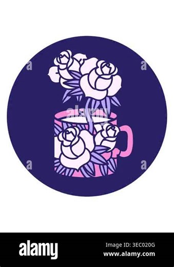 pixelize effect animation of a cup and flowers icon Stock Video Footage - Alamy