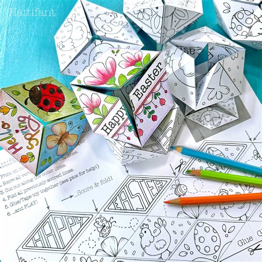 PAPER TOY | Easter Kaleidocycles to Color & Craft - Hattifant