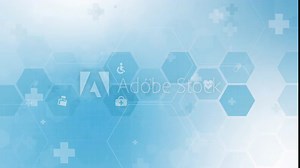 Medical background with flat icons and symbols. Blue abstract animated background concept and idea for healthcare technology. Looped motion graphics.