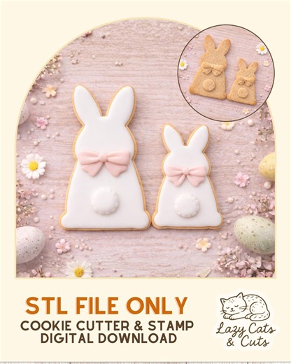 Easter Bunny Cookie Cutter STL Set | Bunny Cookie Cutter & Stamp | 3D Printable Easter Cookies | STL Digital Download - Etsy